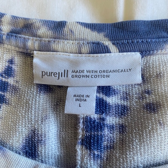 PURE JILL by J. JILL Organic Cotton Purple Tie Dye 3/4 Sleeves Crop Sweatshirt L - Picture 12 of 16
